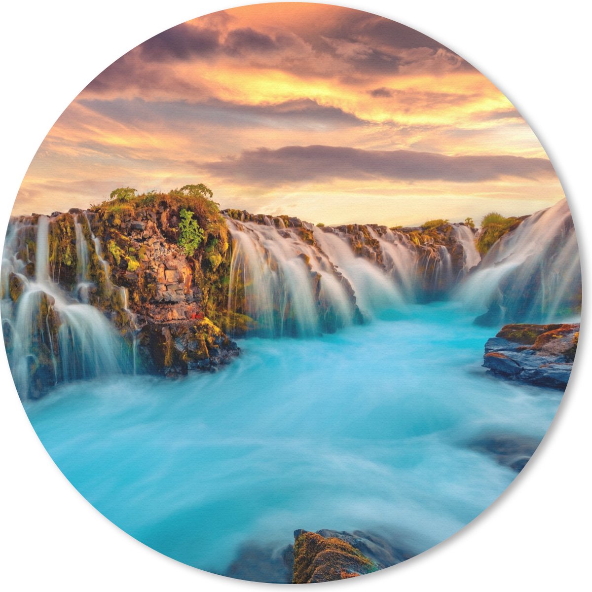 Muismat rond 30x30 cm - Mousepad Waterval - Landschap - Wolken - Natuur - Ronde muismatten