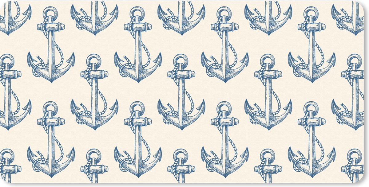 Bureau onderlegger - Muismat - Bureau mat - Vintage - Anker - Strand - Zee - Patronen - 80x40 cm