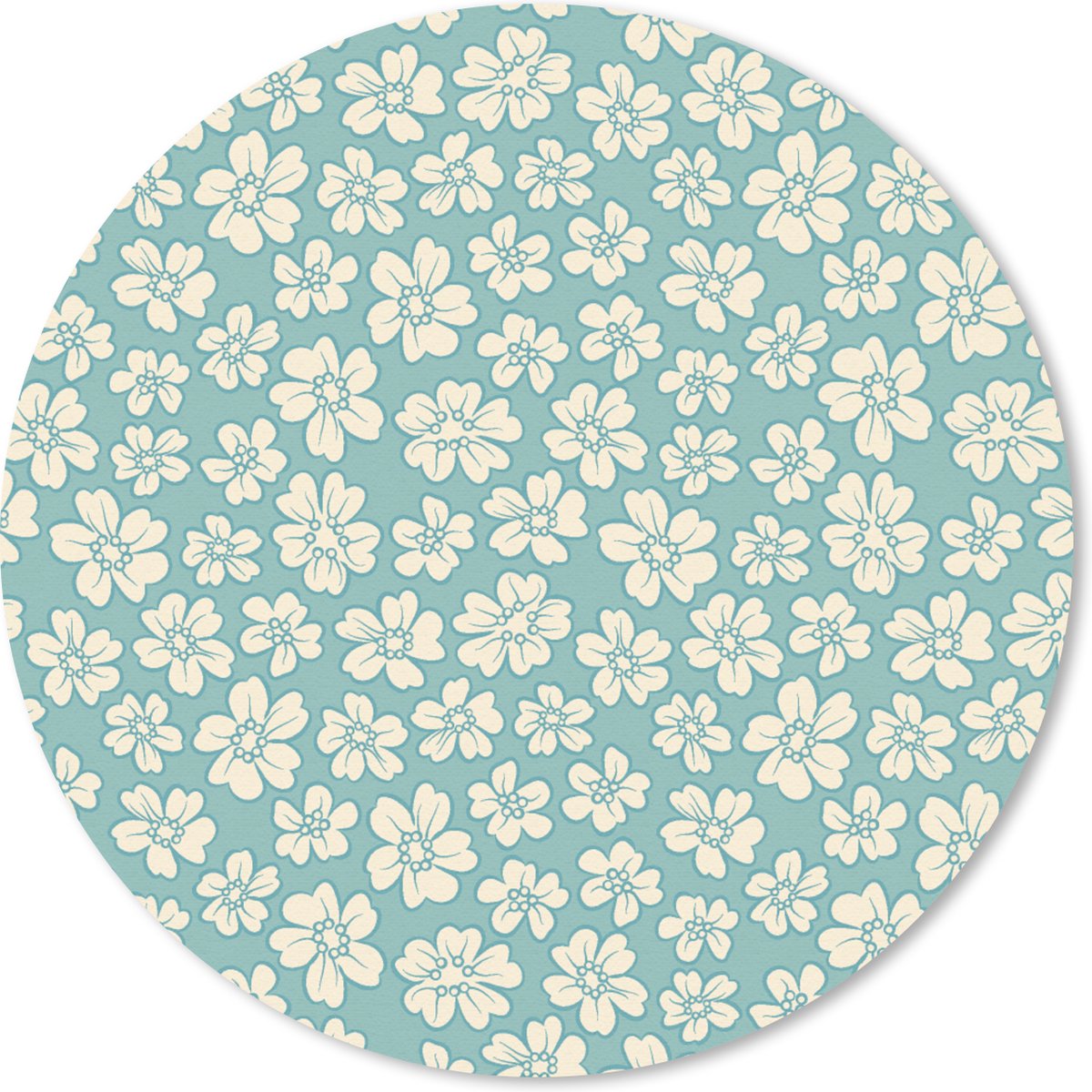 Muismat rond 40x40 cm - Mousepad Bloemen - Wit - Vintage - Patronen - Ronde muismatten
