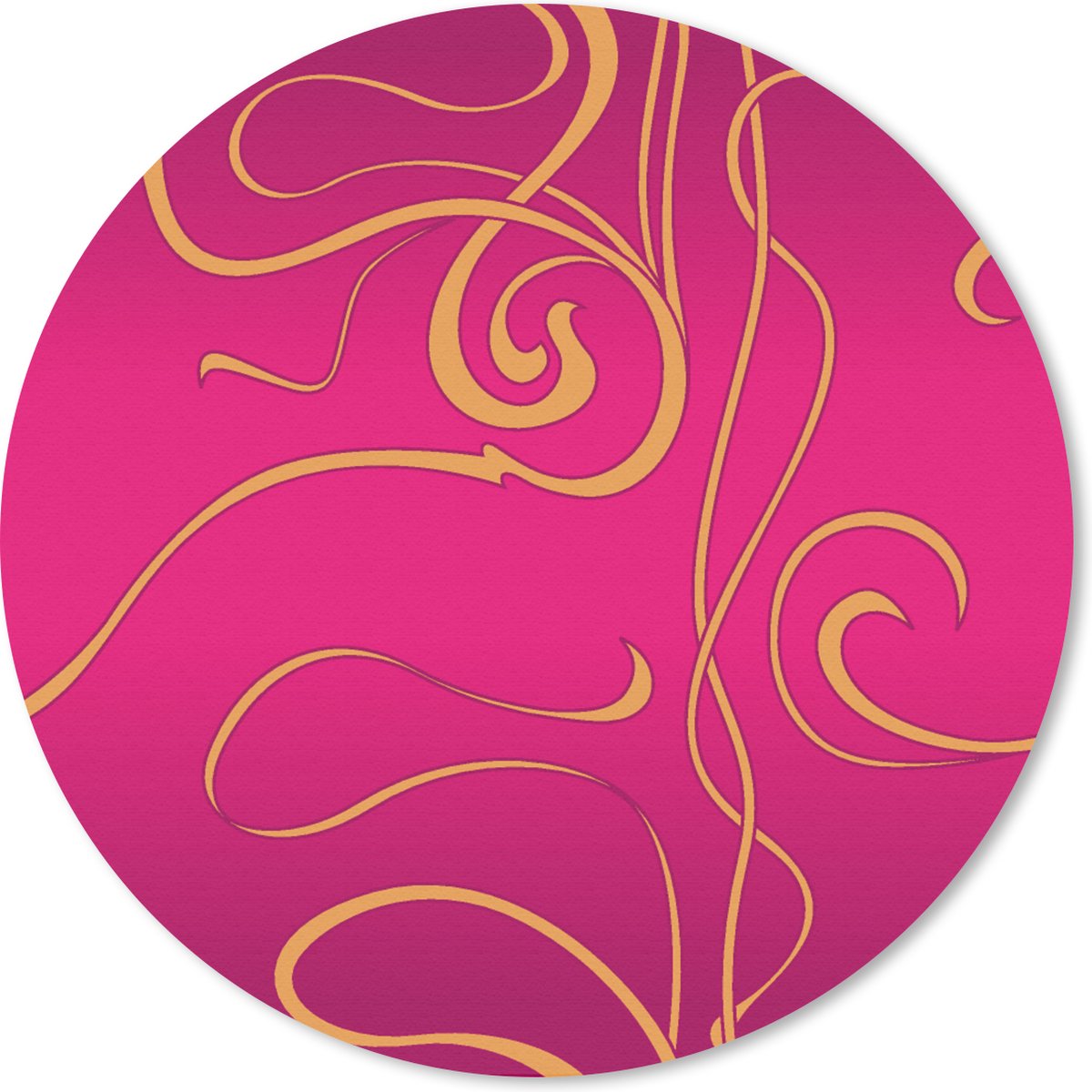 Muismat rond 20x20 cm - Mousepad Art nouveau - Goud - Roze - Patronen - Ronde muismatten