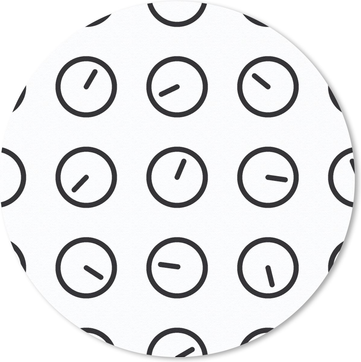 Muismat rond 40x40 cm - Mousepad Klok - Patronen - Minimalisme - Ronde muismatten