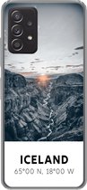 Geschikt voor Samsung galaxy a73 hoesje - IJsland - Zon - Bergen - Siliconen Telefoonhoesje
