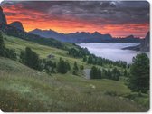 Bol.com Muismat - Mousepad - Gras - Bergen - Avond - 23x19 cm - Muismatten aanbieding