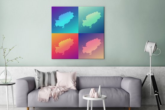 Une illustration de quatre cartes d' Ibiza toile 90x90 cm - Tirage photo sur toile (Décoration murale salon / chambre)