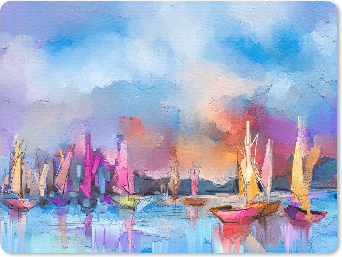 Muismat - Mousepad - Schilderij - Boten - Water - 23x19 cm - Muismatten