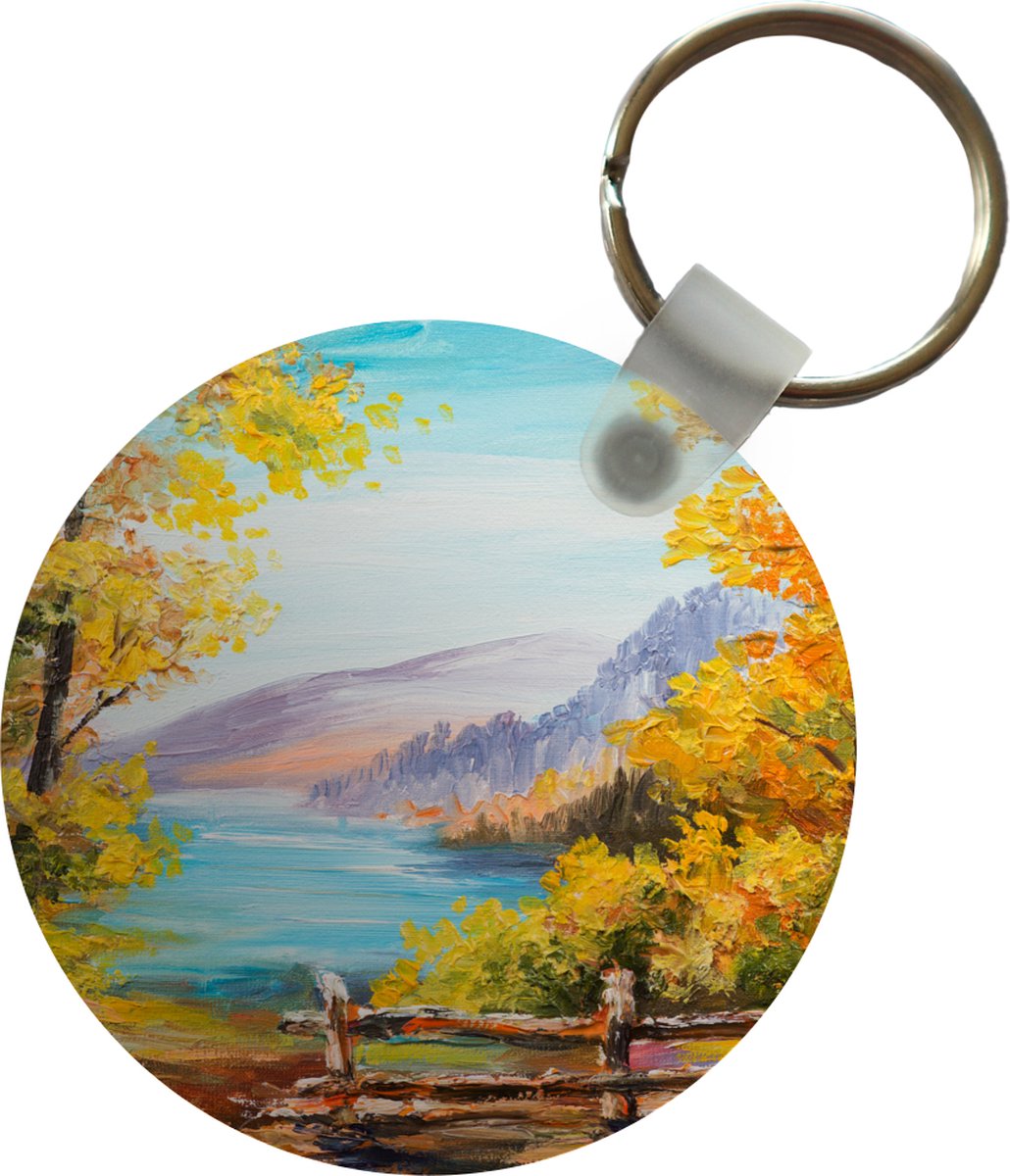 Sleutelhanger - Schilderij - Olieverf - Planten - Natuur - Plastic - Rond - Uitdeelcadeautjes