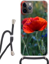 Coque avec cordon iPhone 13 Pro - Coquelicots colorés aux Pays- Nederland - Siliconen - Bandoulière - Coque arrière avec cordon - Coque pour téléphone avec cordon - Coque avec corde