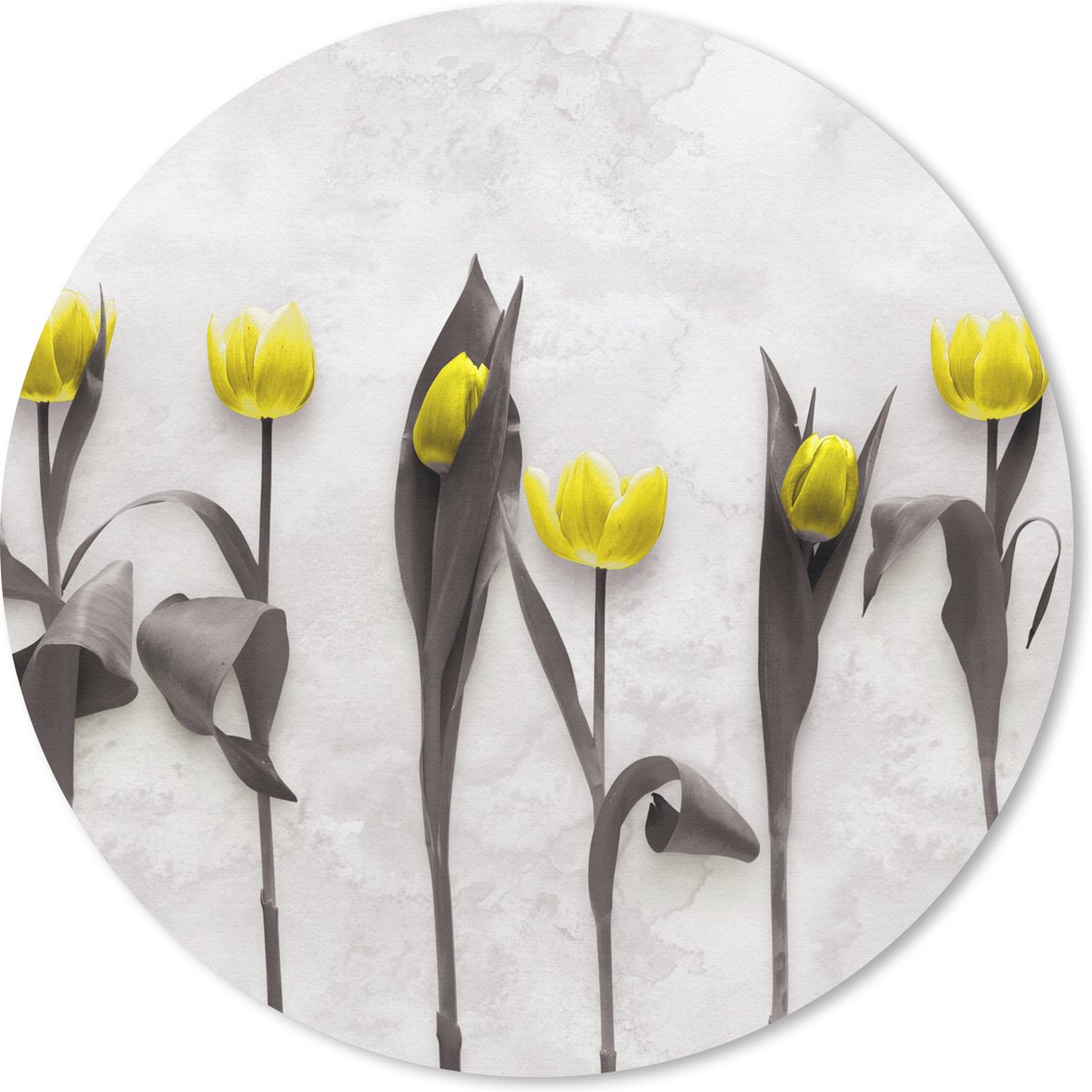 Muismat - Mousepad - Rond - Bloemen - Tulpen - Marmer - 20x20 cm - Ronde muismat