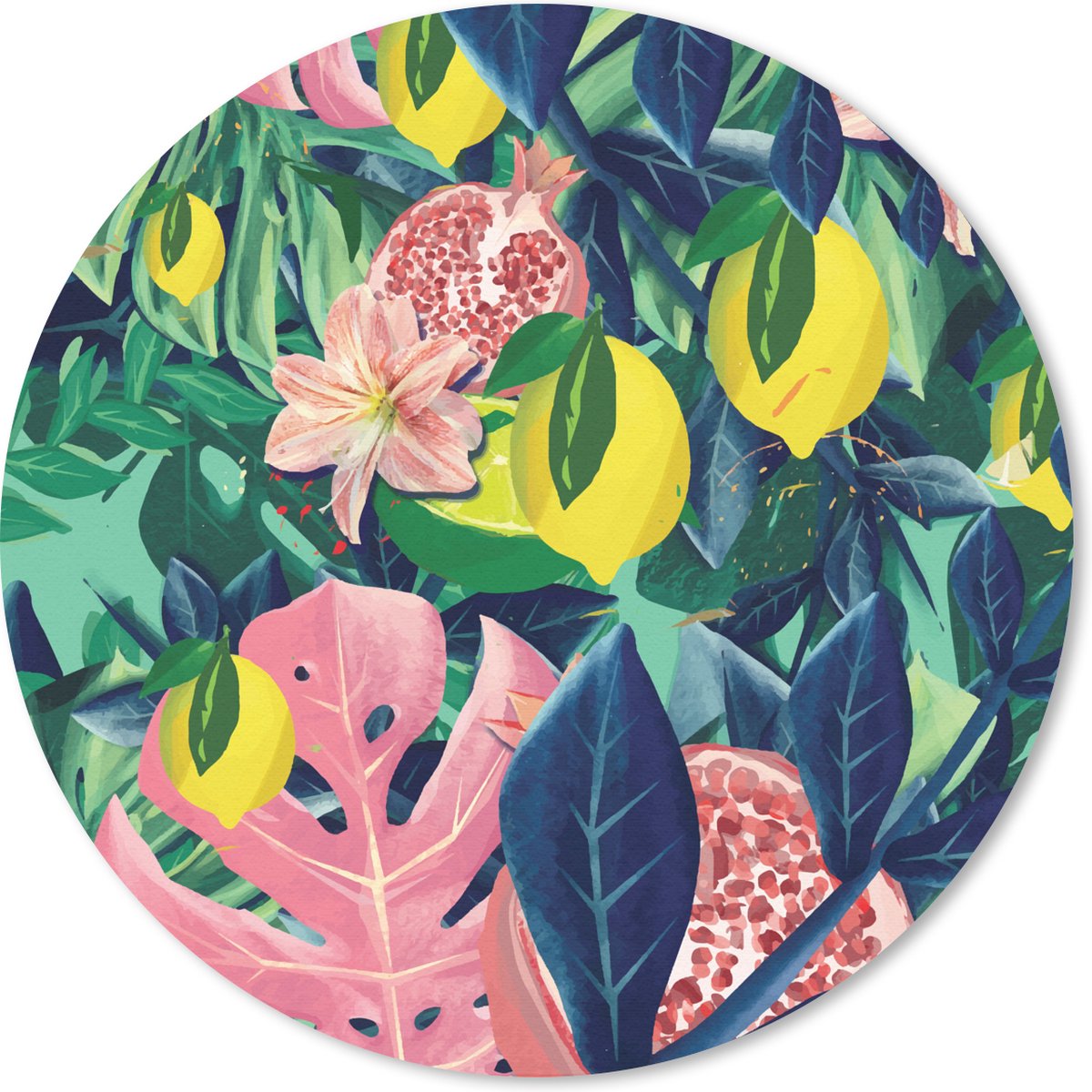 Muismat rond 50x50 cm - Mousepad Bloemen - Fruit - Kleuren - Ronde muismatten
