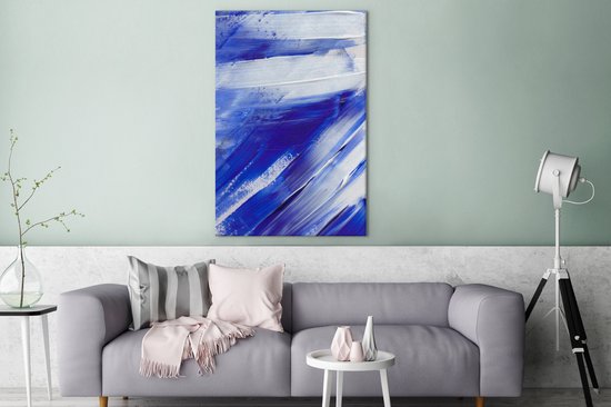 Peinture sur toile - Design - Blauw - 80x120 cm - Décoration murale