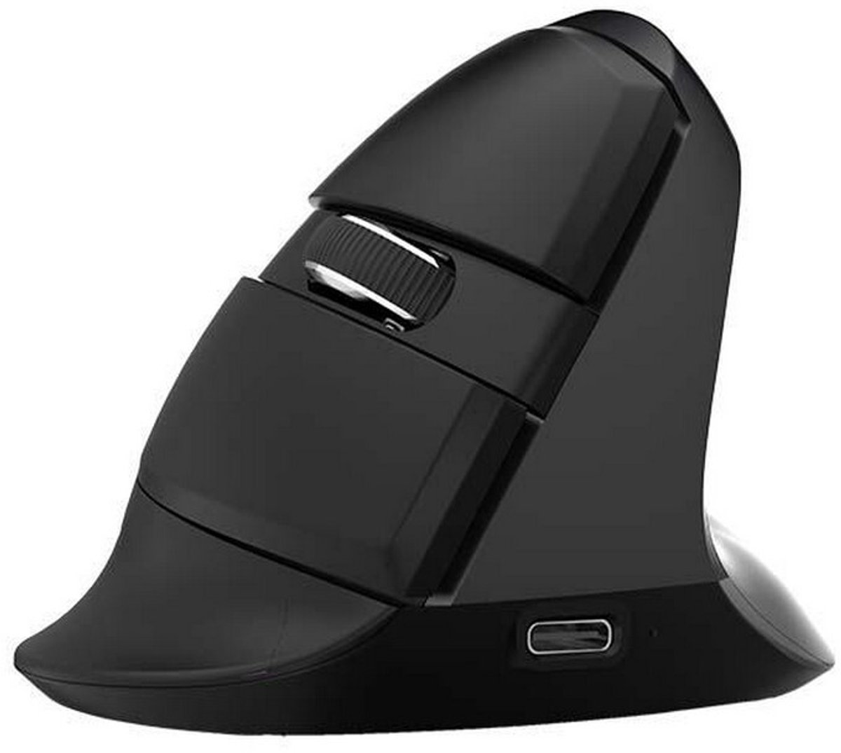 Delux M618M Mini/Medium ergonomische muis – Draadloos (2,4ghz + Bluetooth) – Oplaadbaar / Accu – Silent muis / Stille muis – Iron Gray / Grijs - Anti-RSI muis - 2400 DPI - Rechtshandig