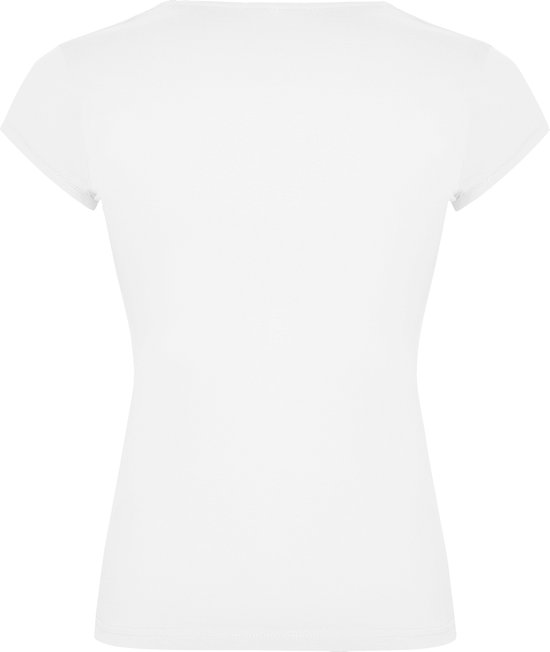 Wit Dames afgeronde V-hals getailleerd t-shirt model Belice maat 2XL
