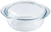 Pyrex Ovenschaal/braadslede 1,3 liter - rond met deksel - glas - 18 x 10 x 21 cm