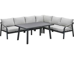 Monti lounge-diningset - 5-dlg - c. black - rope taupe - sand