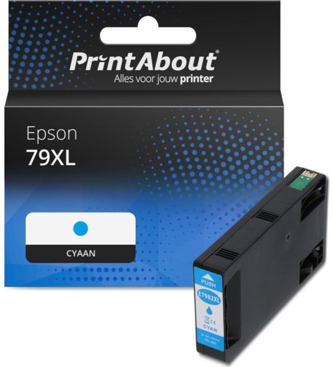 PrintAbout Huismerk Epson 79XL (T79024010) Inktcartridge Cyaan Hoge capaciteit