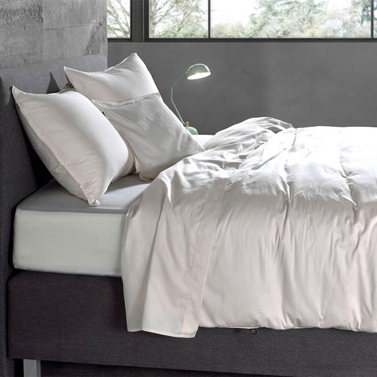 Zohome Dekbedovertrek Satinado - Effen Bedlinnen - 140x220 - Off-White - Dekbedhoes van 100% Katoen-Satijn van Merkloos — afbeelding 3