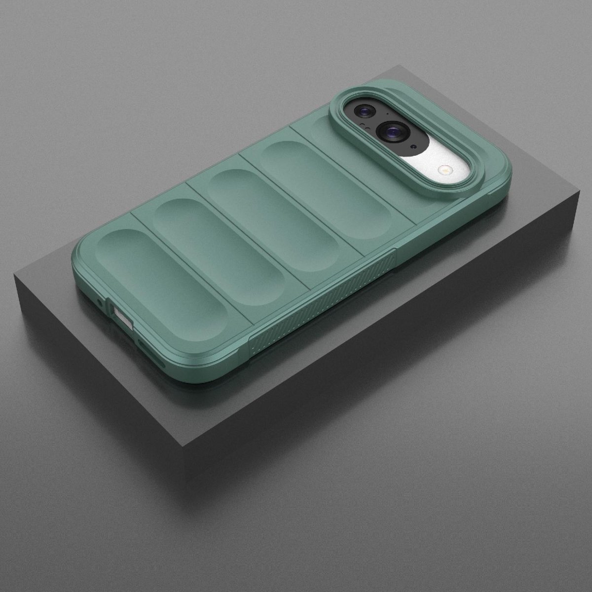 Mobigear Hoesje geschikt voor Google Pixel 9 Pro Telefoonhoesje Flexibel TPU | Mobigear Bumpy Backcover | Pixel 9 Pro Case | Back Cover - Donkergroen