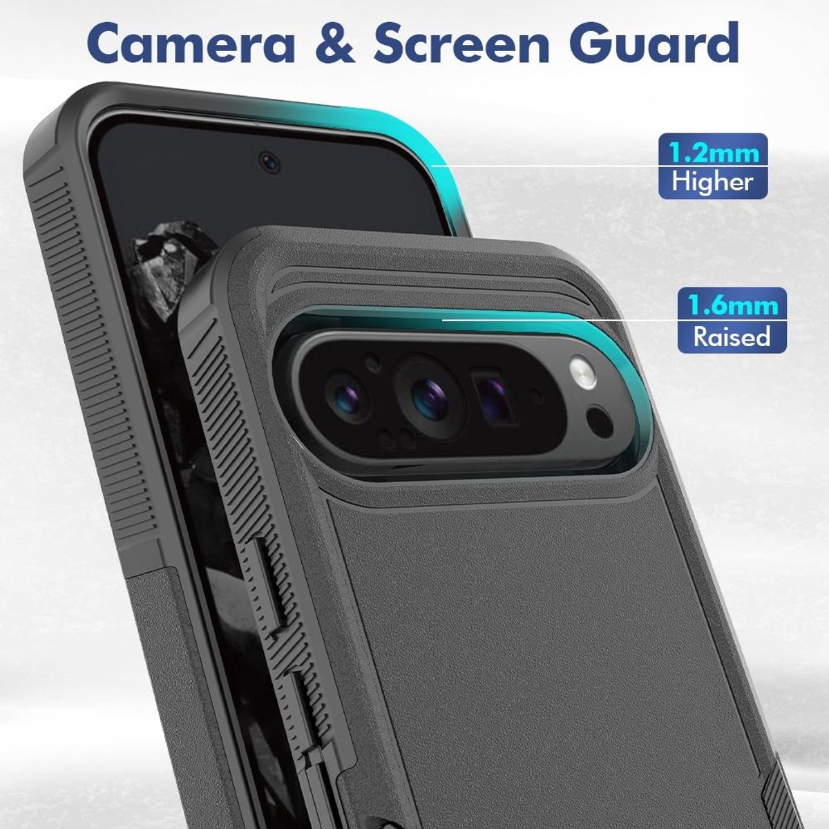 Mobigear Hoesje geschikt voor Google Pixel 9 Pro XL Telefoonhoesje Hardcase | Mobigear Heavy Armor Backcover Shockproof | Schokbestendig Pixel 9 Pro XL Telefoonhoesje | Anti Shock Proof - Zwart