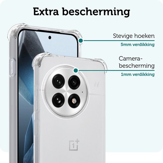 Coque adaptée pour OnePlus 13R Coque antichoc en Siliconen avec 2 films de protection d'écran - Coque adaptée pour OnePlus 13R Coque arrière antichoc - Transparent