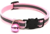Katten halsband - Reflecterend - Veiligheidssluiting - Verstelbaar 19-32 cm - Met belletje - Licht Roze