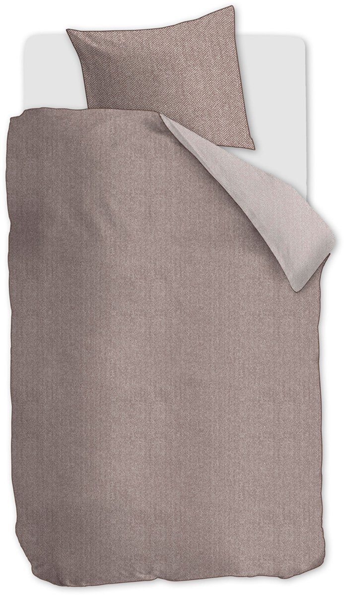 Rivièra Maison - Chevron Weave dekbedovertrek - Eenpersoons - 140x200/220 cm - Bruin