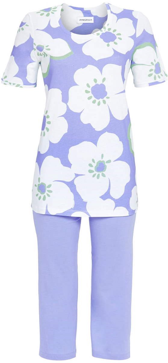 Ringella Helderblauwe bloemen pyjama katoen - Blauw - Maat - 36