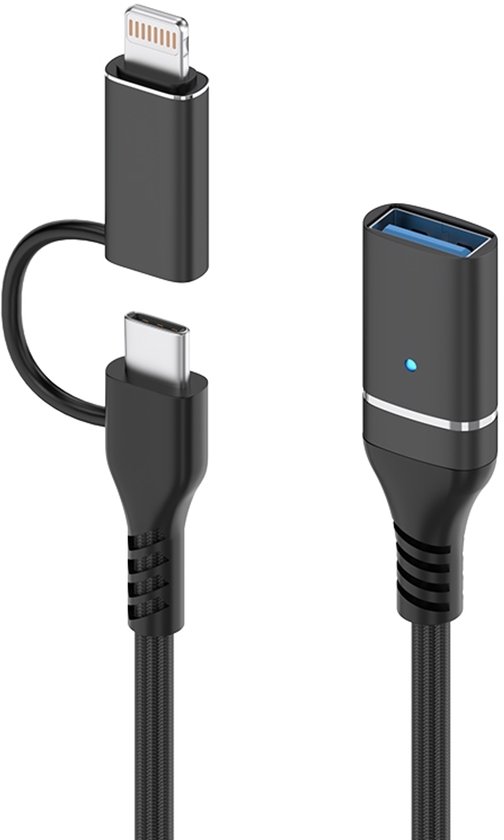 IN 8-Pin (Lightning) USB-C naar USB Female adapter