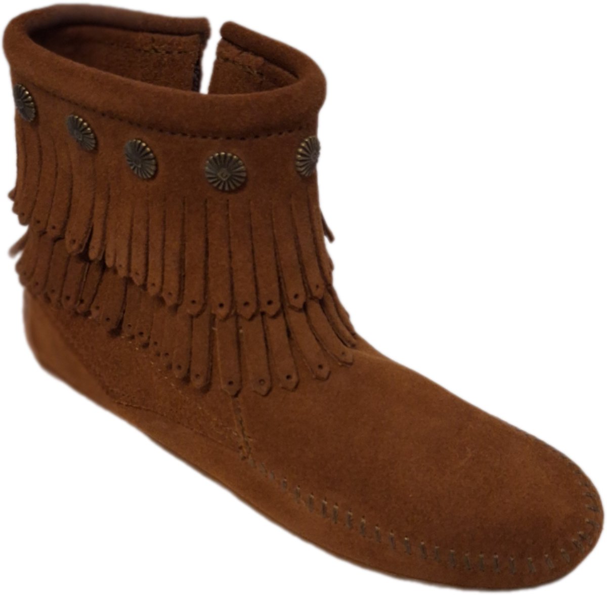 Minnetonka -LACE BOOT-BROWN-DOUBLE FRINGE-SITEZIP