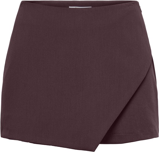 Donkerbruine wikkelrok met hoge taille.