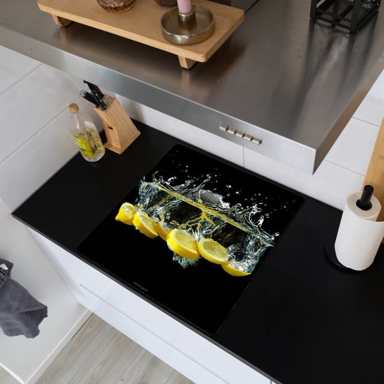KitchenYeah® Protection plaque induction 60x60 cm - Citron - Eau - Fruit - Protege plaque de cuisson - Couvre plaque induction - Protecteur d'induction - Cuisine