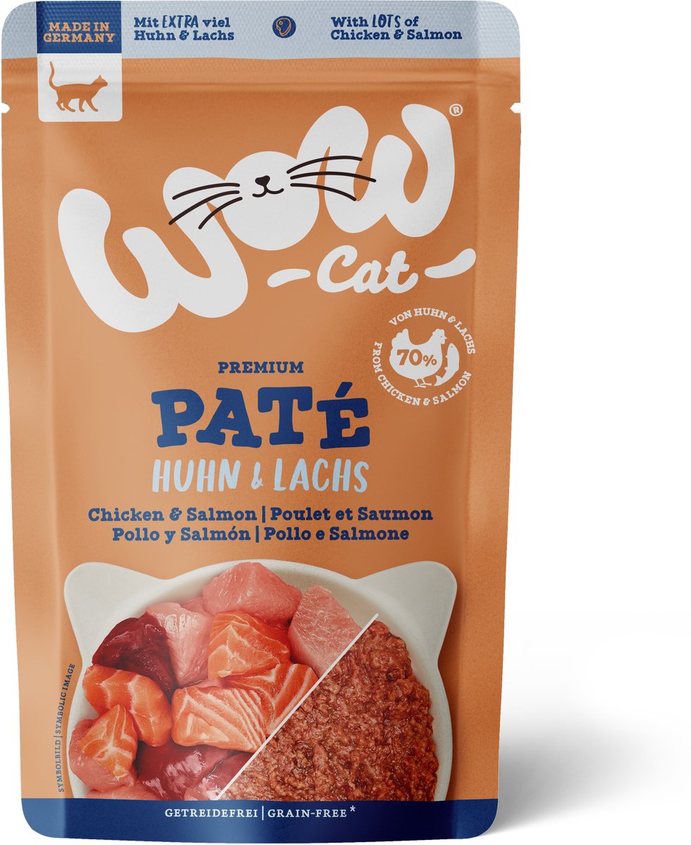 Wow WOW CAT - ADULT Pouchbeutel 12x125 | Huhn & Lachs