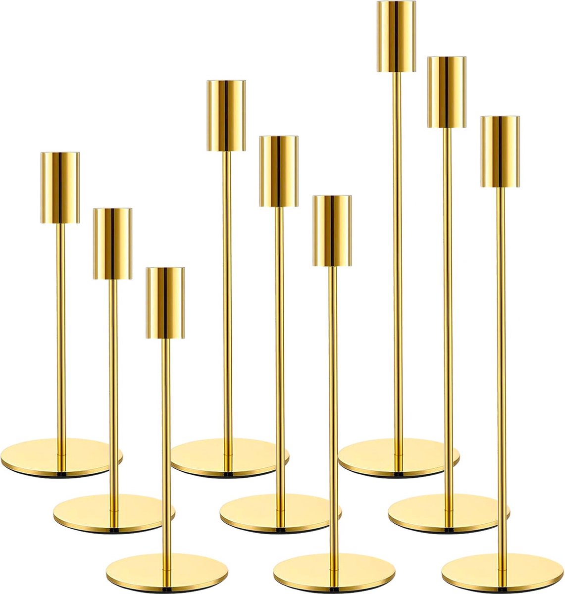 La'Moussawi ® Elegante Vintage Kandelaars Set van 9 voor Sfeervolle Gelegenheden en Decoratie