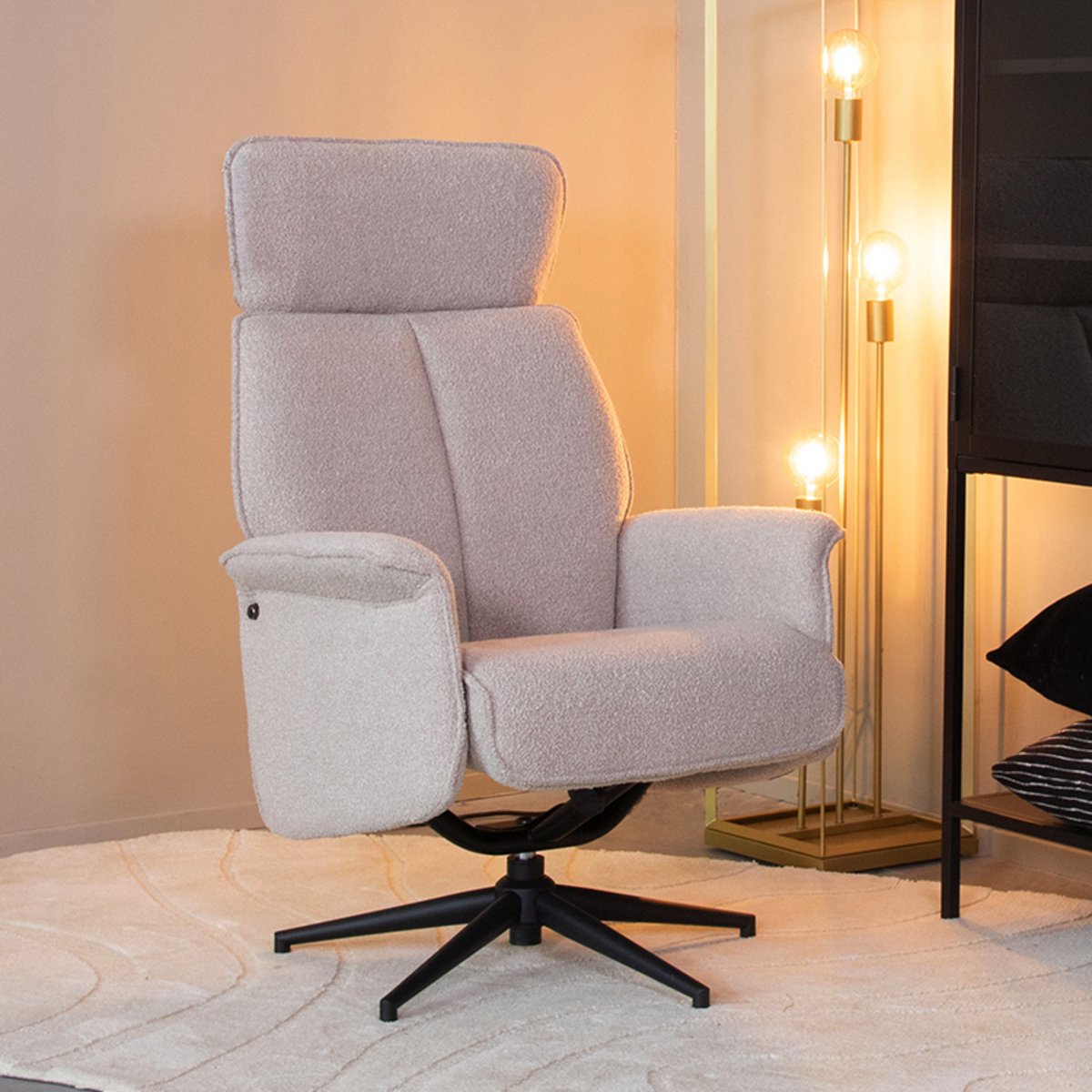 LABEL51 Verdal Fauteuil - Naturel - Stof - Excl. Hocker- Met Armleuning