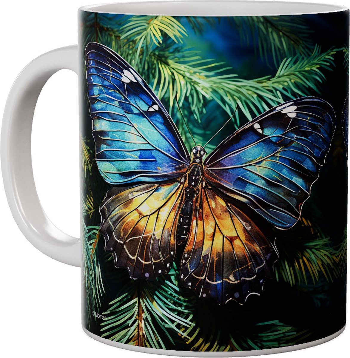 Vlinder Blue Gold Butterfly - Mok 440ml 440