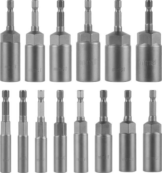 14 zeskantige steeksleutels 1/4 inch dopsleutel voor boormachine - set