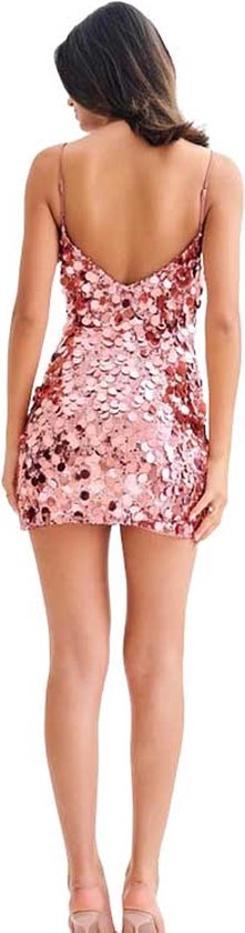 Mini robe à paillettes à la mode - Fête - Femme - Moulante - Paillettes - Rose