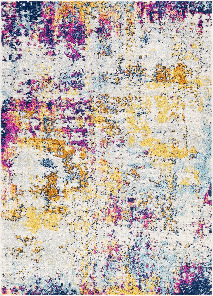 SURYA - SARAH - Modern abstract design - Blauw/geel Tapijt