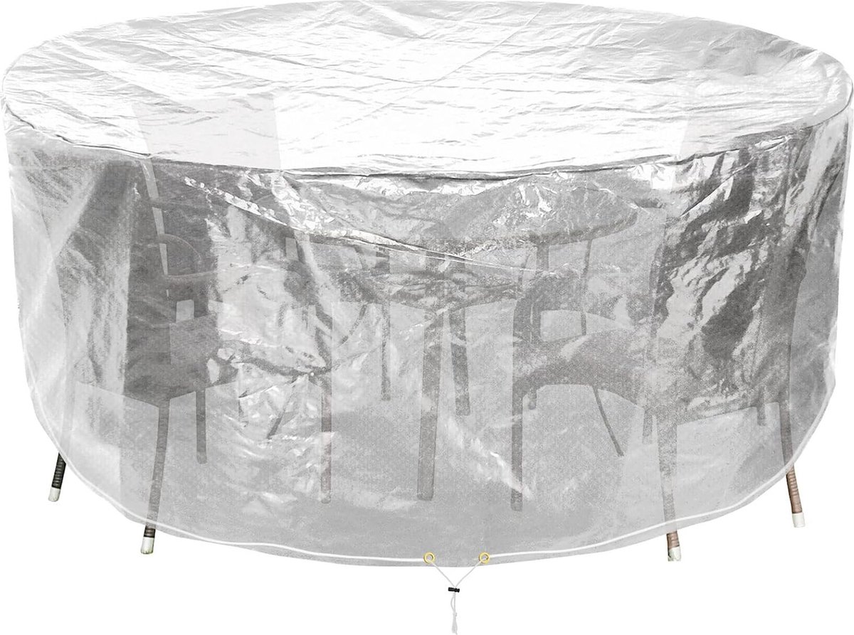 JGS ® Ronde afdekking voor tuinmeubelen, 190 x 80 cm, waterdicht, anti-uv, afdekzeil voor tuinmeubelen, bank, stofdicht, outdoor, tafel en stoelen, transparant