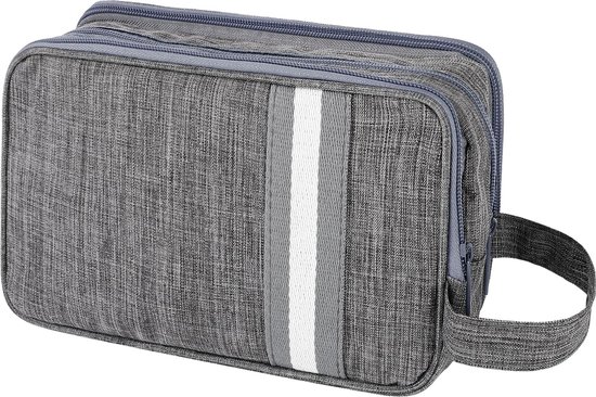 Laripwit Travel Toiletry Bag for Men PU Leather Shaving Dopp Kit Water Resistant Toiletries Organizer, Brown, Small 1 Large 1, Travel