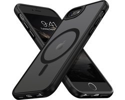 Casemania Hoesje Geschikt voor Apple iPhone SE 2022 - Zwart - Matte Armor Back Cover met Camera Bescherming - Geschikt voor MagSafe
