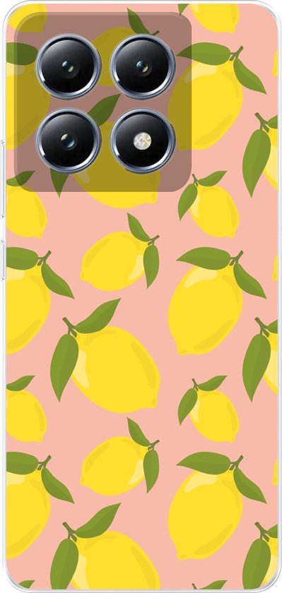 Coque de téléphone compatible avec Xiaomi 14T - Citrons - Jaune - Rose - Motif - Fruits - Coque en Siliconen