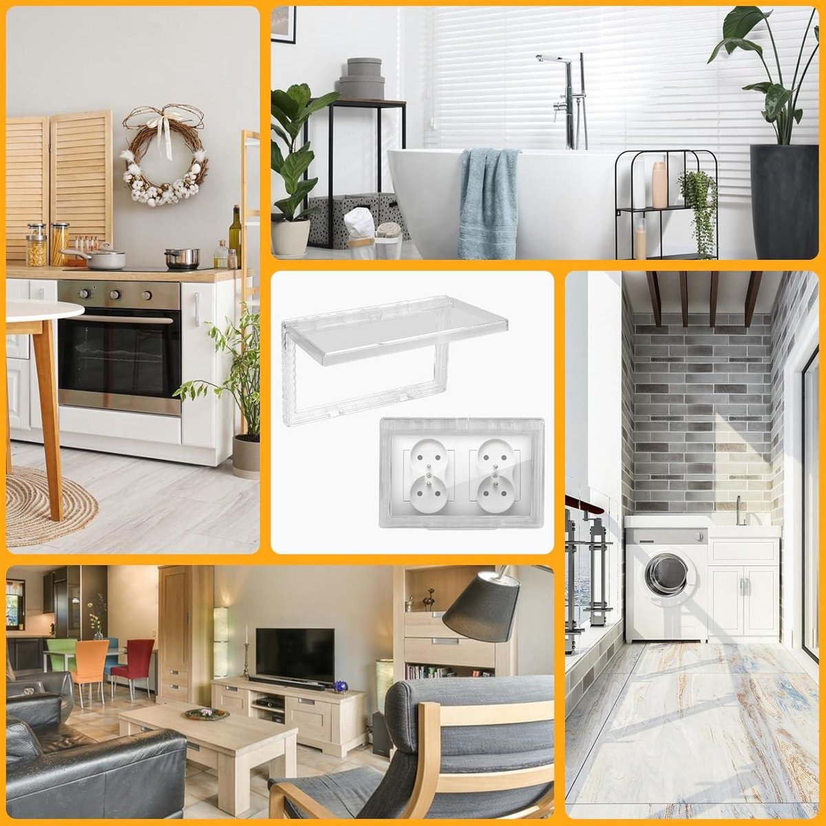 Fhioevt Afdekking voor wandschakelaar, type 86, waterdicht, wandstopcontact, afdekking, waterdicht, voor badkamer en keuken, stopcontact