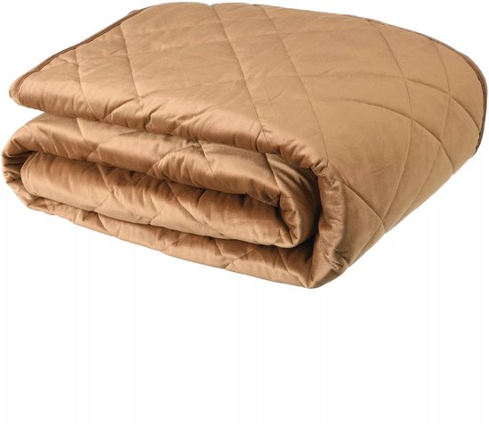 Vente-unique Couvre-lit matelassé en velours - 220 x 225 cm - Camel - PRILIO