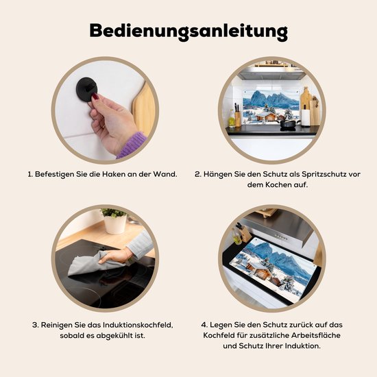 KitchenYeah® Protection plaque induction 90x52 cm - Paysage - Hiver - Neige - Protege plaque de cuisson - Couvre plaque induction - Protecteur d'induction - Cuisine