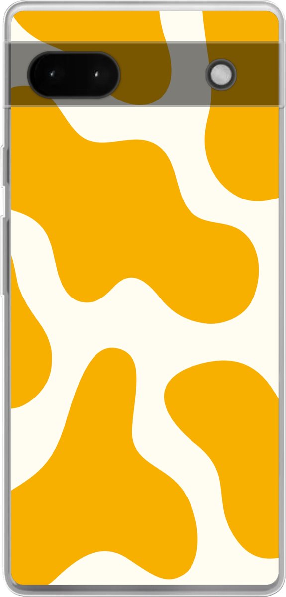 Telefoonhoesje Geschikt voor Google Pixel 6a hoesje - Vlekken patroon - Wit - Geel - Minimalistisch - Siliconen Telefoonhoesje Telefoonhoesje