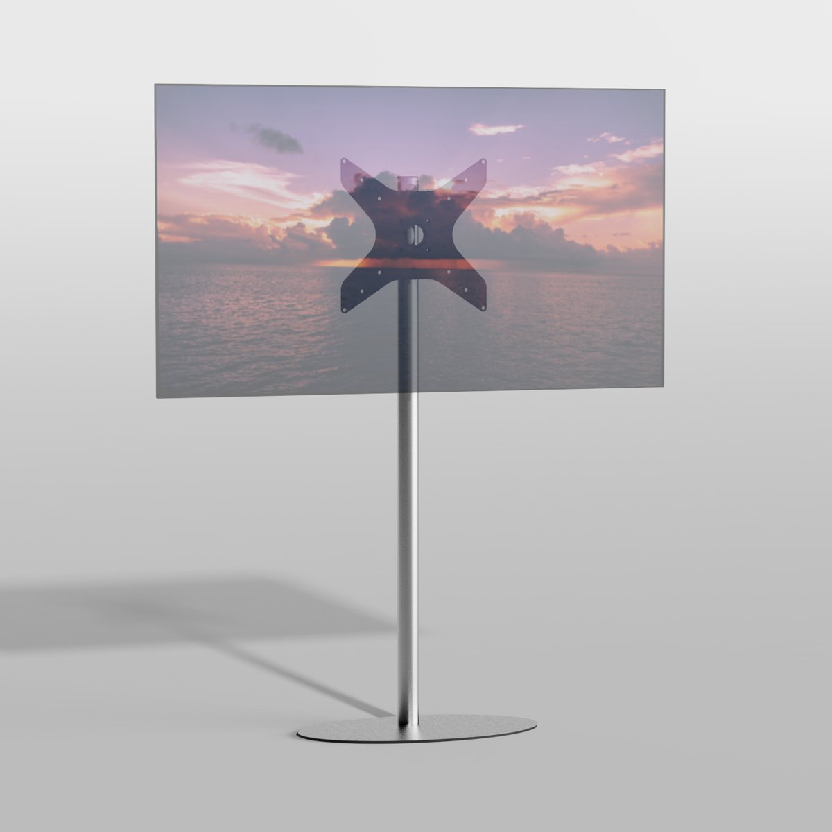 Cavus TV Vloerstatief ELLIPS 150 – geborsteld RVS - hoogte 150cm - VESA 400x400