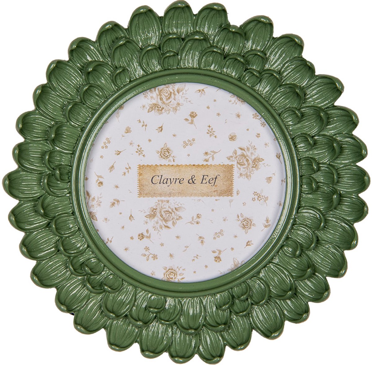 Clayre & Eef Fotolijst Ø 10 cm Groen Kunststof