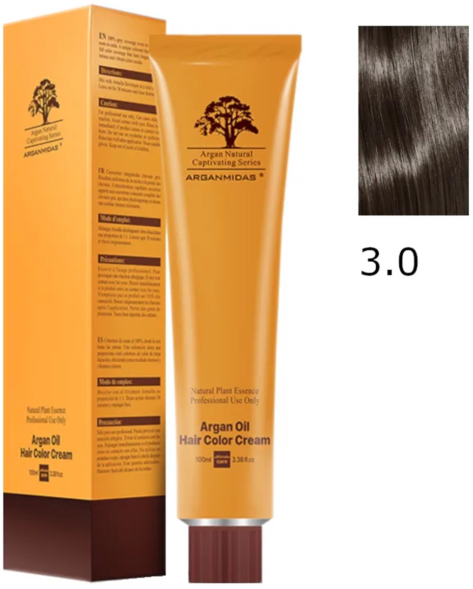 Arganmidas Marokkaanse Arganolie Haarkleur Crème 3.0 / Haarkleur Donkerbruin 100 ml