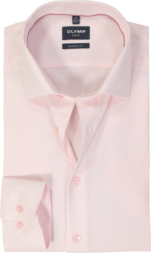 OLYMP Modern Fit - Structure - Rose clair - Sans repassage - Col : 42