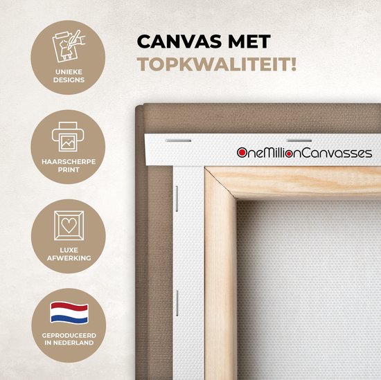 Peinture sur toile 120x80 cm - Peinture Décoration murale - Marron - Japandi - Décoration murale murale salon - Décoration chambre - Accessoires de chambre - Peintures sur toile